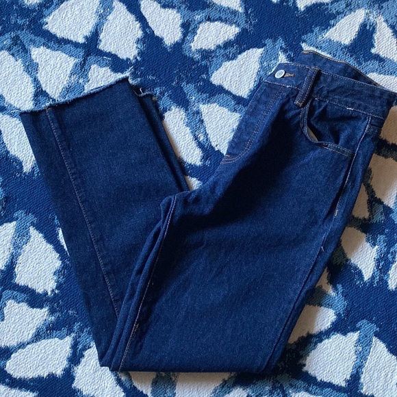 J. Galt small cotton dark denim raw hem high waisted jeans - Picture 12 of 15